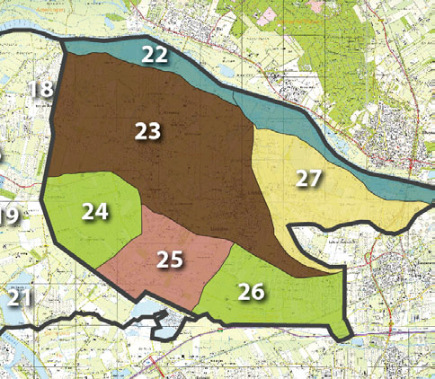 12 Versterk de variatie, verstevig de banden! 2.2 Uitwerking voor de deelgebieden deelgebieden in het Lienden s lommerriijk rivierenlandschap 22. de uiterwaarden en de dijk 23.