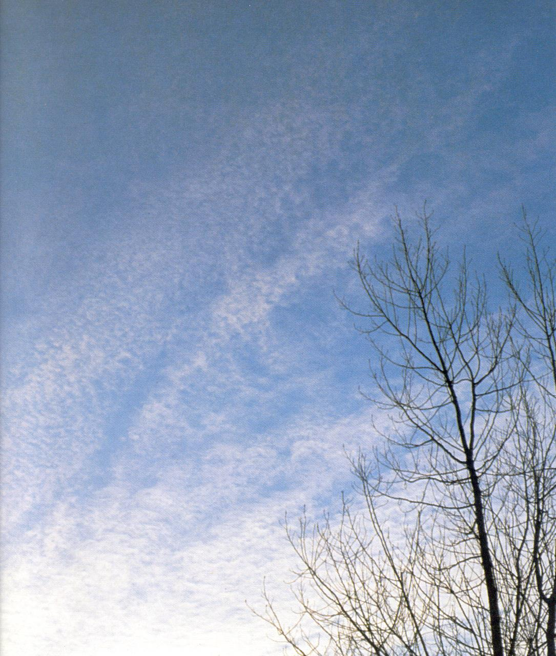 Kans op slechter weer Klassiek voorbeeld van cirrocumulus. Teken van onstabiliteit in de hogere luchtlagen.