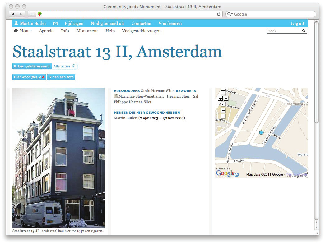 Joodsmonument.nl/huizen Draag bij Draag met een foto van je huis bij aan het online monument voor joodse Amsterdammers. Dat gaat zoals hier naast 1. Ga naar de website joodsmonument.