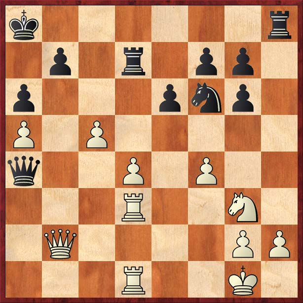 19. Ta1 b1 De7-d7 20. Tb1 d1 26. b4-b5 Zwart probeert met 26.... Pf5, 27. Pxf5 exf5 (gevolgd door Te8) zijn positionele voordeel te bestendigen. Vandaar dat Tal besluit de damevleugel open te breken.