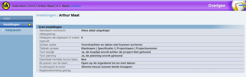 INSTELLINGEN LAS Algemeen In het Instellingen-menu zijn de volgende drie opties beschikbaar. Figuur 20: Instellingen Urenweergave aanpassen De urenweergave kan worden aangepast.