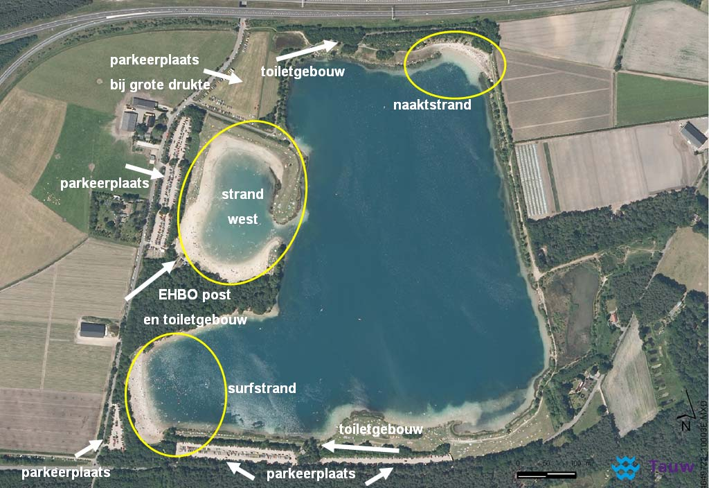 De zuidelijke plas (30 hectare) is in gebruik als zwemplas en voert in die hoedanigheid individueel de naam De Galderse Meren.