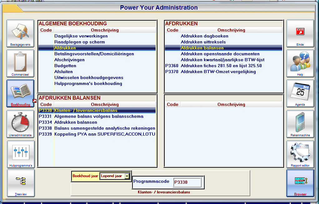 Afdrukken Balansen Basisprincipe In dit hoofdstuk krijg je een overzicht van hoe je de verschillende balansen kan afdrukken P 3330 Klanten-/leveranciersbalans 133 P 3331 Algemene balans volgens