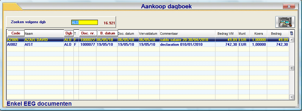 Beheer documenten Intrastat (P3170) A Documentgegevens (ID) Type (Aankoop of Verkoop) Is het een aankoop of verkoop document Type (Factuur of Creditnota) Is het document een factuur of een creditnota