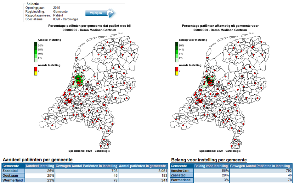 ZORGPRISMA MSZ PLUS 4. Verzorgingsgebied Het rapport toont het verzorgingsgebied van uw ziekenhuis.