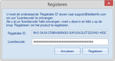 Op doelcomputer: 1. Typ de Licentiecode die u op de broncomputer hebt gegenereerd in het daarvoor bestemde veld van de licentiecode. 2.