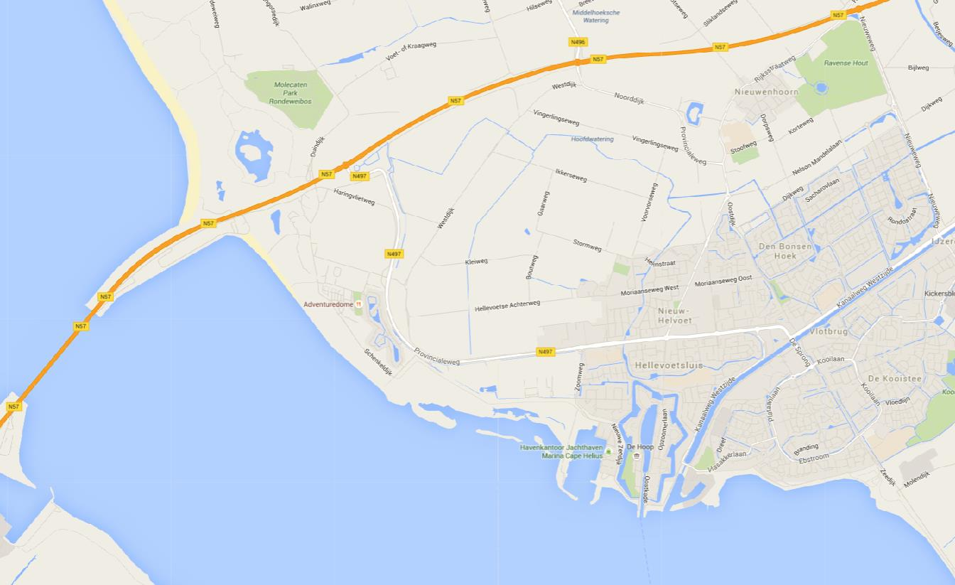 Figuur 1. Ligging van het plangebied (rood), bron: Google Maps, 2016.