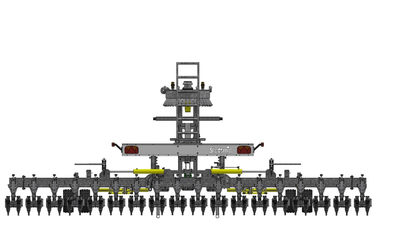 3.4 Productidentificatie SZB Standaard 6 7 5 2 2 4 3 1 3 4 8 9 10 11 9 1. Midden-frame 2. Opklaparm 3. Schijfbeveiliging 4. Steunwiel 5. Hydromotor verdeler 6.