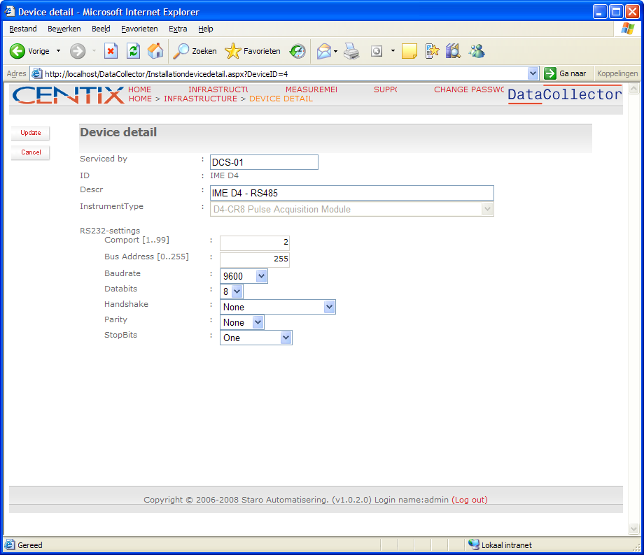 Pagina 6 van 7 pagina s. Inregelen Centix DC In de Centix DC software moet nu een Device aangemaakt worden en op de juiste com poort worden gekoppeld.