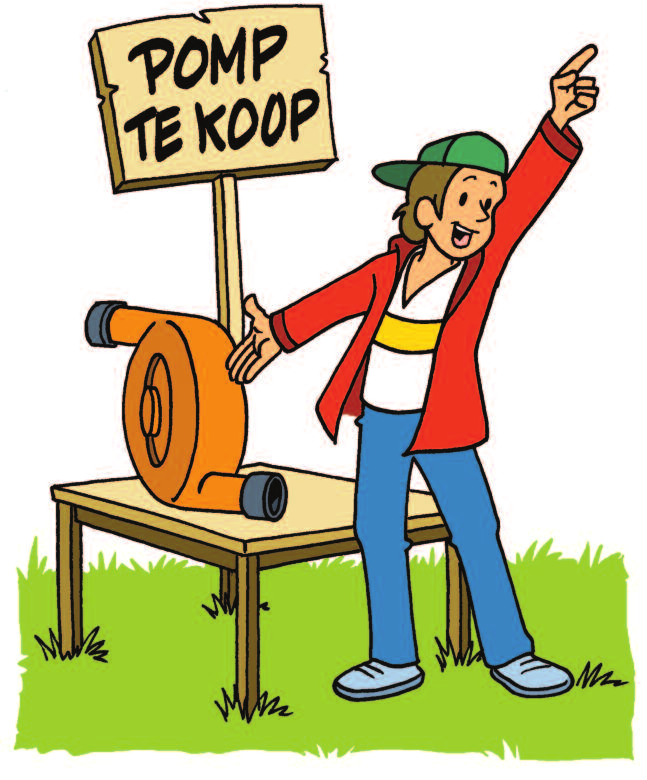 PRIJS JE POMP AAN Je hebt nu twee voorbeelden van pompen gezien, eentje voor lucht en eentje voor water. Wat kun je nog meer verplaatsen met een pomp? Bedenk een nieuwe pomp.