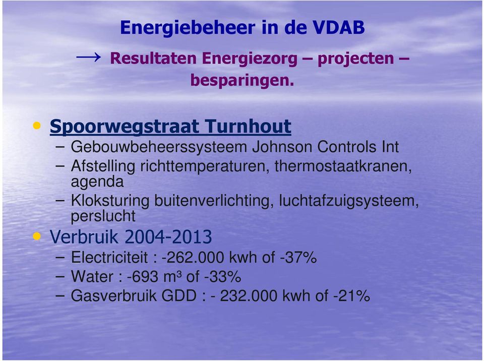 richttemperaturen, thermostaatkranen, agenda Kloksturing buitenverlichting,