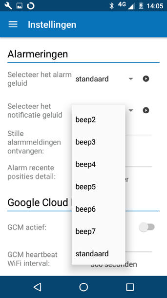 8. Instellingen Aanpassen geluid Bij instellingen kunt u een aantal items zoals geluid en volume van het alarm zelf instellen.