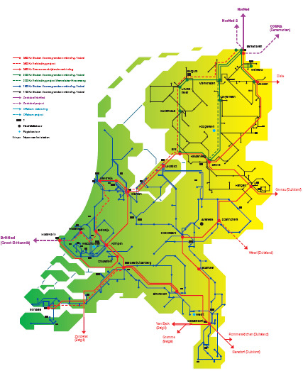 Grote projecten Nederland Randstad 380 kv, 85 km Realisatie Zuidring 2012/ Noordring 2014 Noord - West 380 kv, 220 km Realisatie