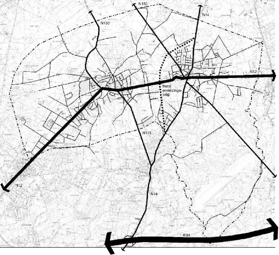 Kaart: Verkeersinfrastructuur Bovenlokaal fietsroutenetwerk Binnen een overeenkomst tussen het Vlaams Gewest en de Vlaamse provincies werd een bovenlokaal functioneel fietsroutenetwerk opgebouwd.