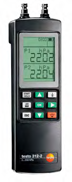 Drukmeter Testo NV Vloeibaar gas Condensatieketel 122,3 C RT 5,8% qr Voor de gas- en waterinstallateurs Opties Start Waarden testo 312-2 testo 312-3 testo 312-4 hpa bar C Met de nauwkeurige drukmeter