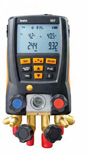 Digitale manifold testo 557 de allrounder met Bluetooth en App bar micron De App en Bluetooth bieden nieuwe mogelijkheden voor een efficiëntere analyse en documentering Update van de koelmiddelen via