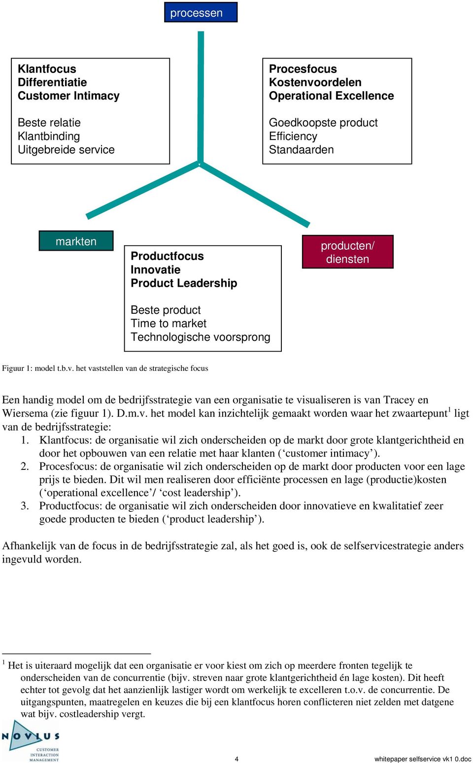 D.m.v. het model kan inzichtelijk gemaakt worden waar het zwaartepunt 1 ligt van de bedrijfsstrategie: 1.