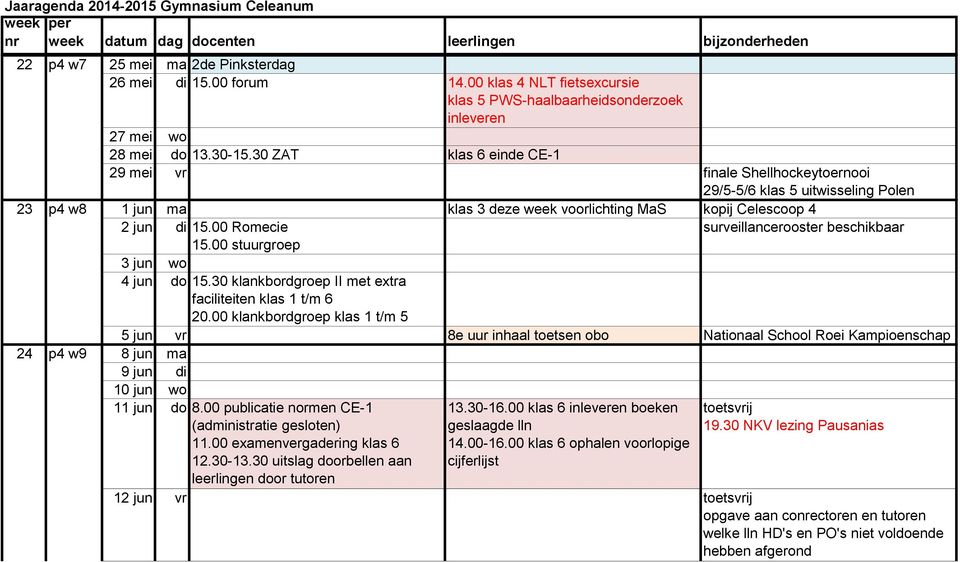 00 stuurgroep surveillancerooster beschikbaar 3 jun wo 4 jun do 15.30 klankbordgroep II met extra faciliteiten klas 1 t/m 6 20.