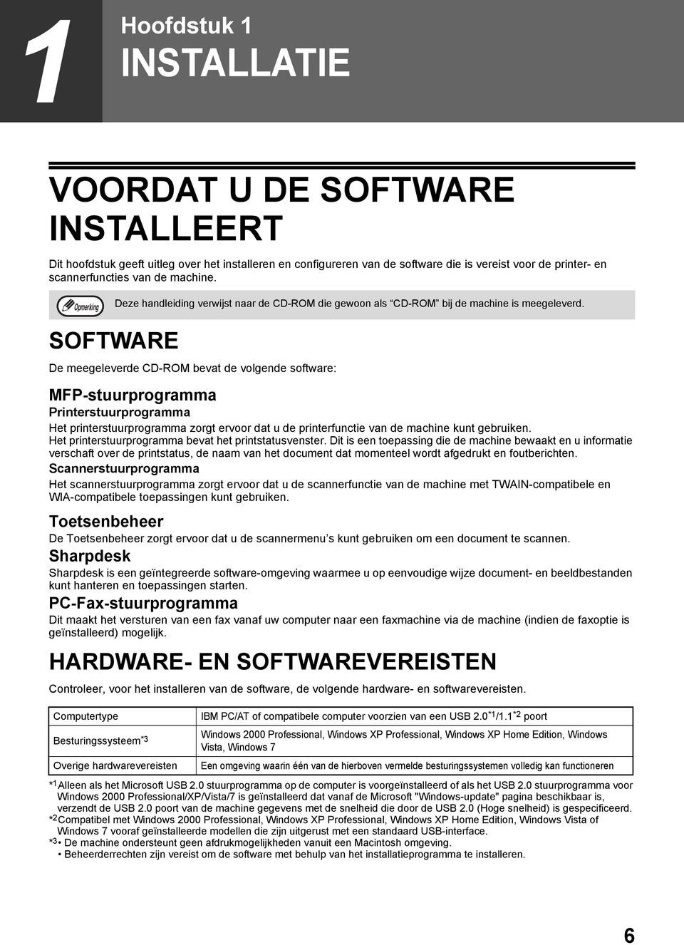 SOFTWARE De meegeleverde CD-ROM bevat de volgende software: MFP-stuurprogramma Printerstuurprogramma Het printerstuurprogramma zorgt ervoor dat u de printerfunctie van de machine kunt gebruiken.