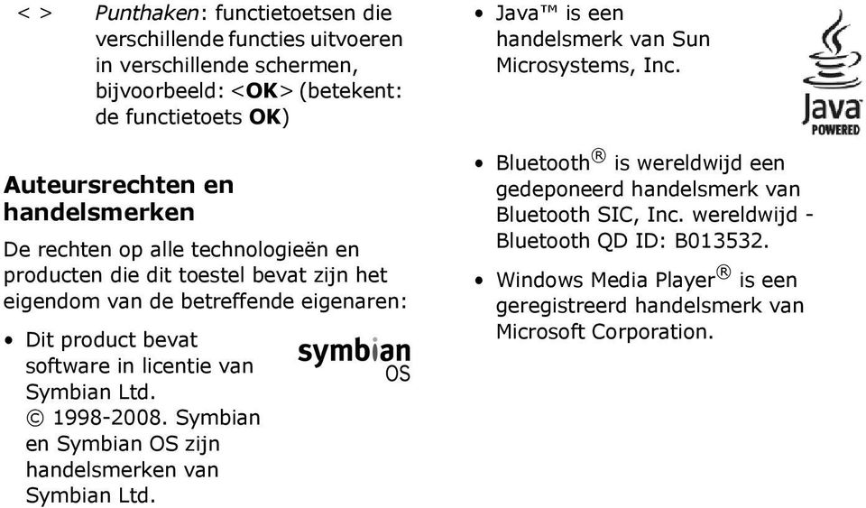 licentie van Symbian Ltd. 1998-2008. Symbian en Symbian OS zijn handelsmerken van Symbian Ltd. Java is een handelsmerk van Sun Microsystems, Inc.