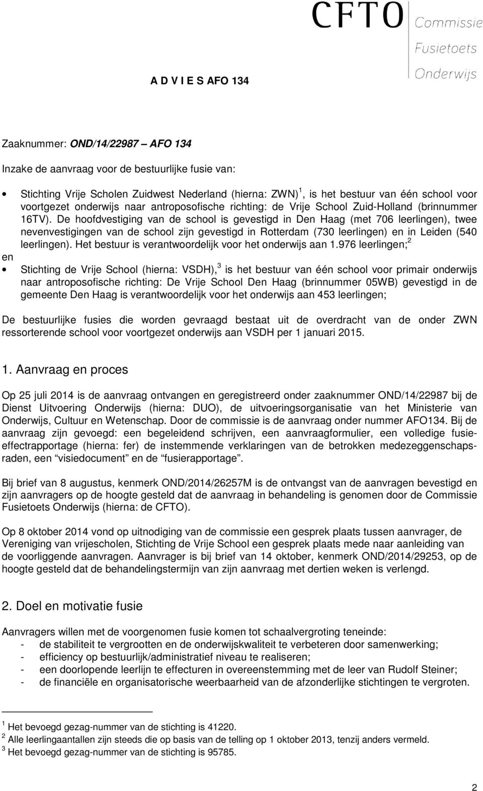 De hoofdvestiging van de school is gevestigd in Den Haag (met 706 leerlingen), twee nevenvestigingen van de school zijn gevestigd in Rotterdam (730 leerlingen) en in Leiden (540 leerlingen).