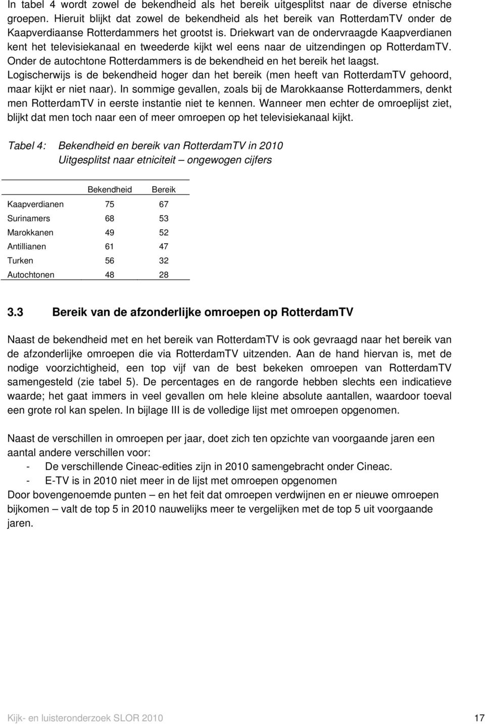 Driekwart van de ondervraagde Kaapverdianen kent het televisiekanaal en tweederde kijkt wel eens naar de uitzendingen op RotterdamTV.