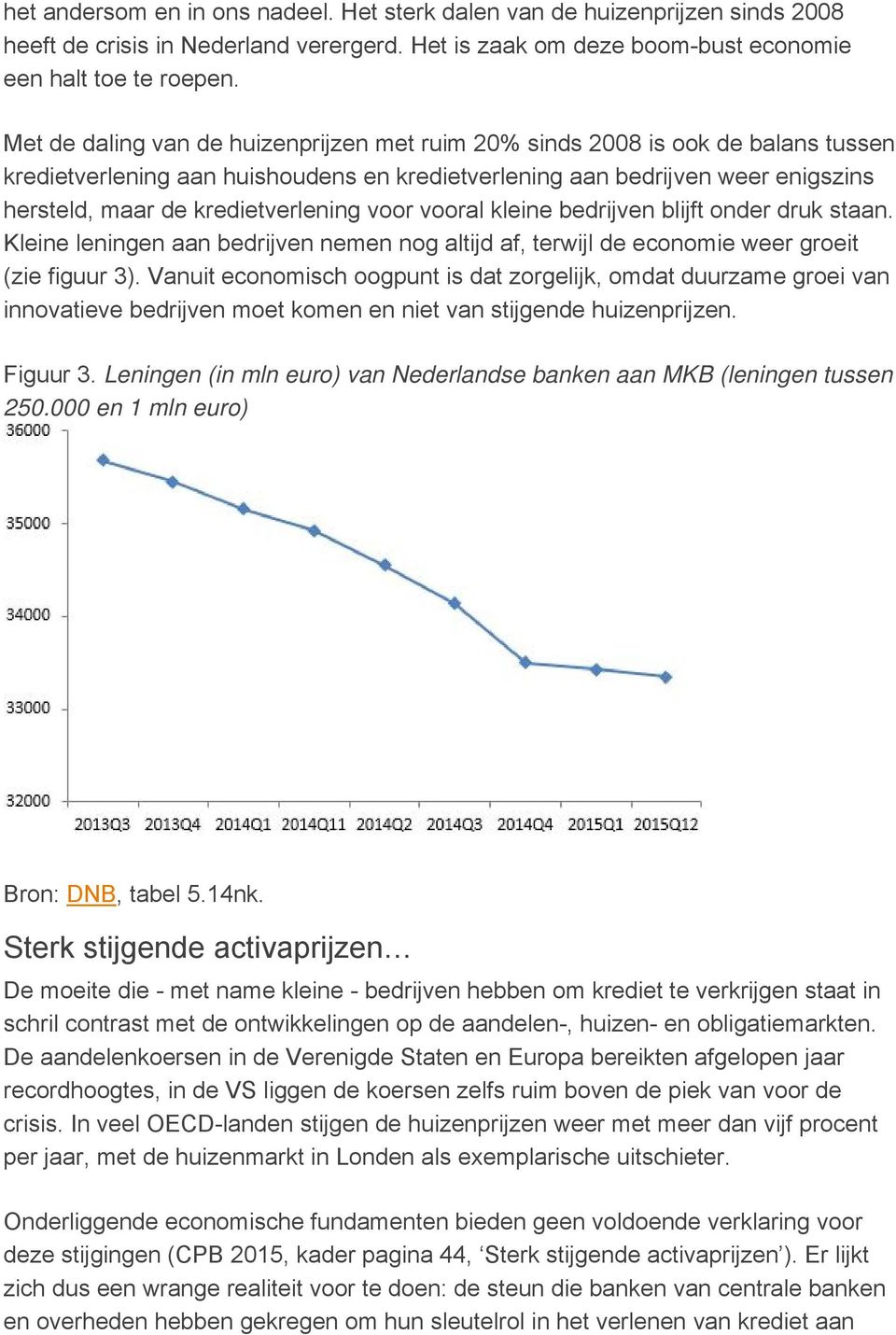 voor vooral kleine bedrijven blijft onder druk staan. Kleine leningen aan bedrijven nemen nog altijd af, terwijl de economie weer groeit (zie figuur 3).