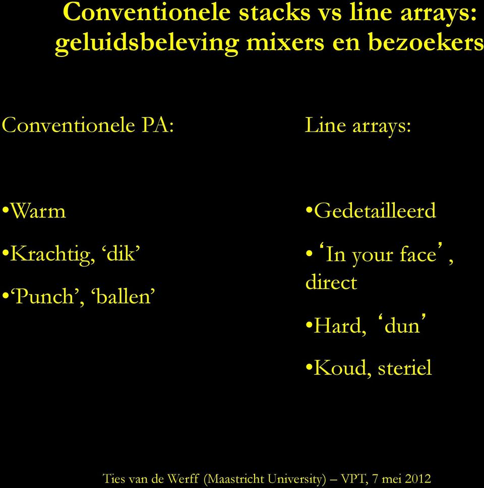 Conventionele PA: Line arrays: Warm Krachtig,