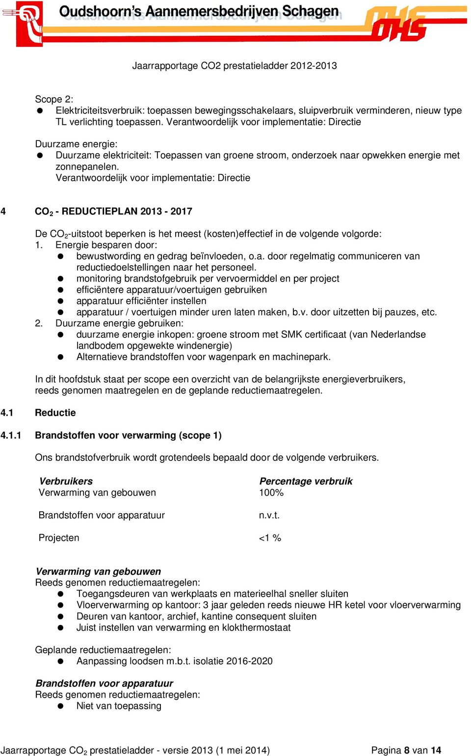 Verantwoordelijk voor implementatie: Directie 4 CO 2 - REDUCTIEPLAN 2013-2017 De CO 2 -uitstoot beperken is het meest (kosten)effectief in de volgende volgorde: 1.