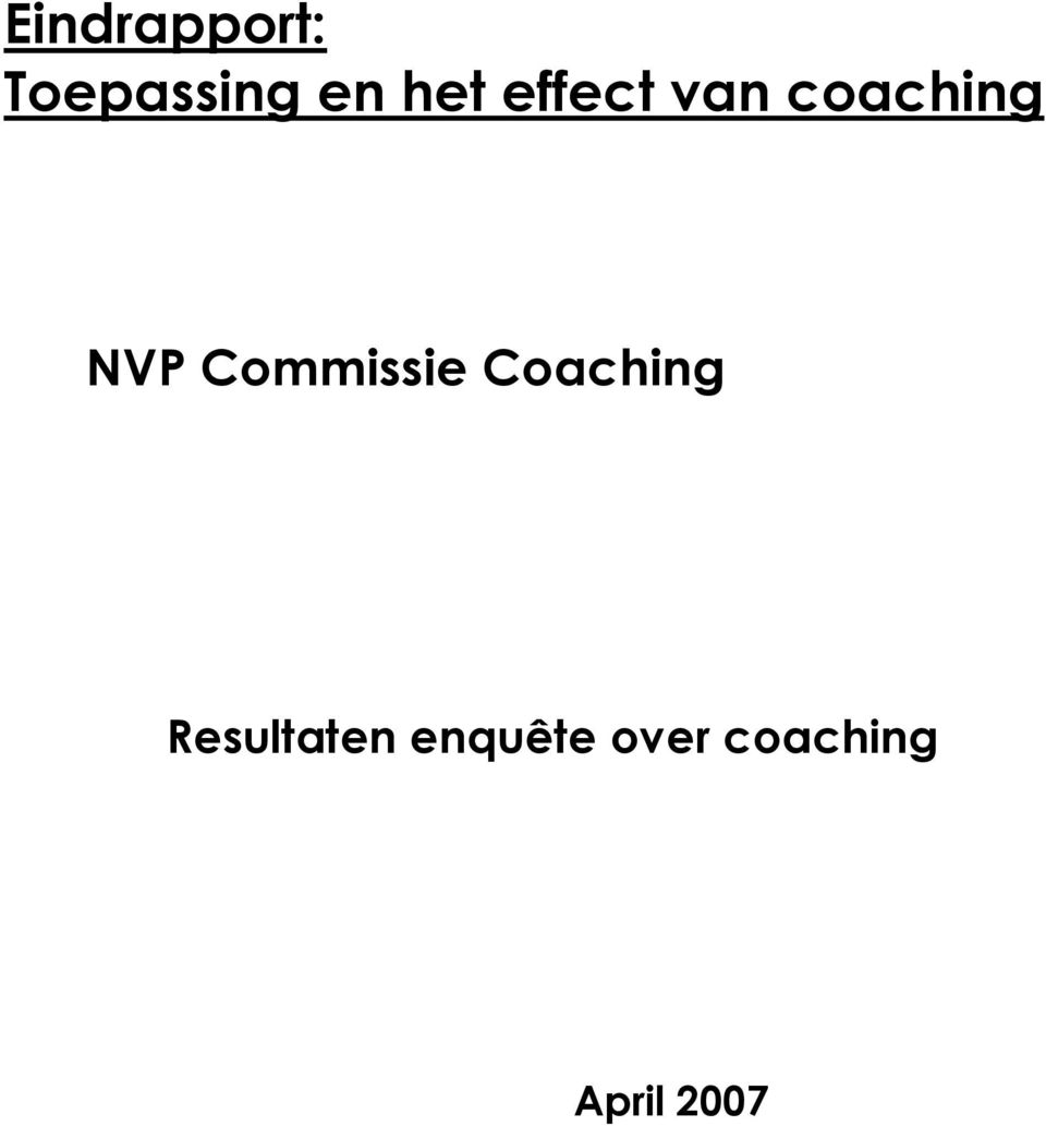 Commissie Coaching Resultaten
