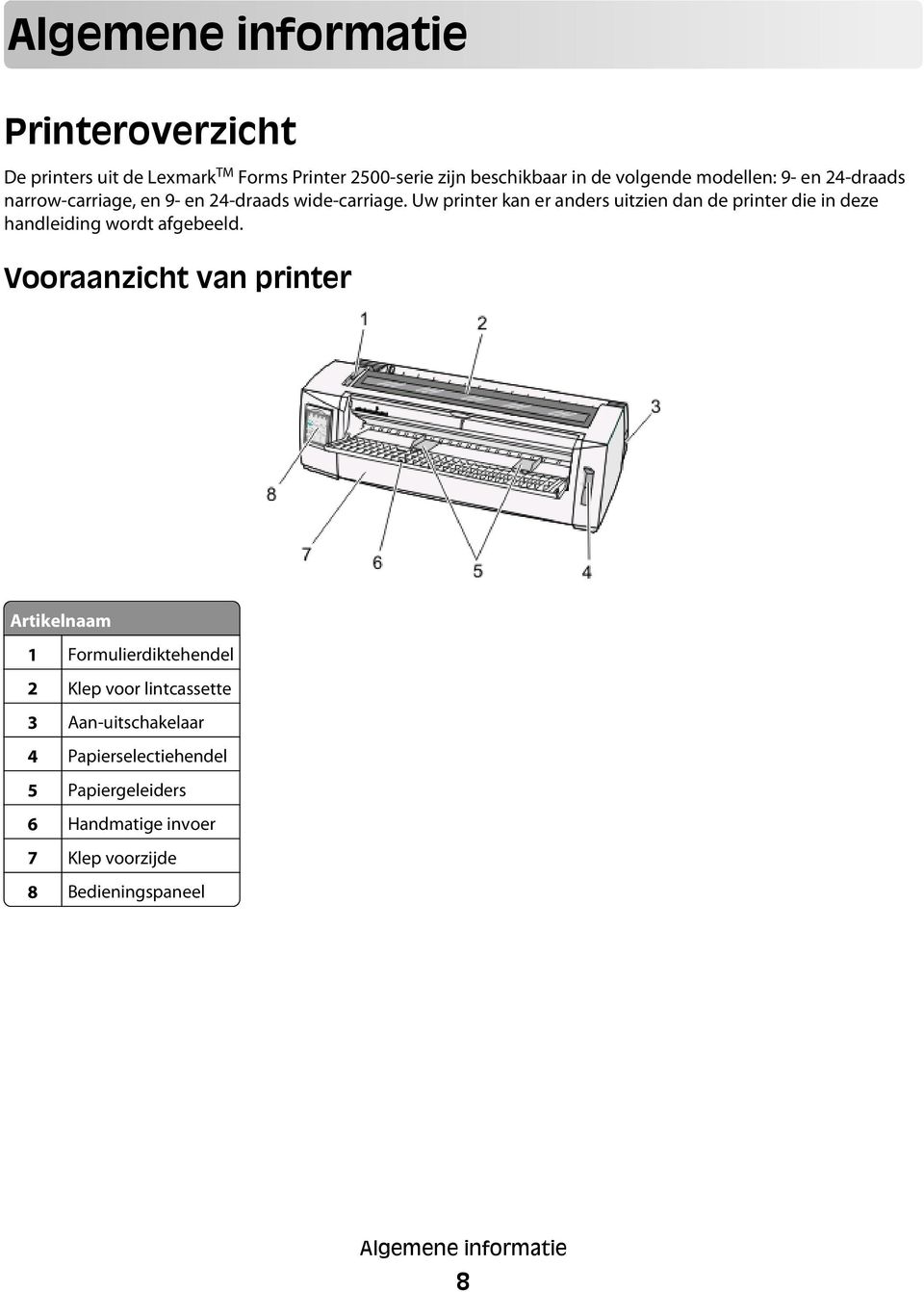 Uw printer kan er anders uitzien dan de printer die in deze handleiding wordt afgebeeld.