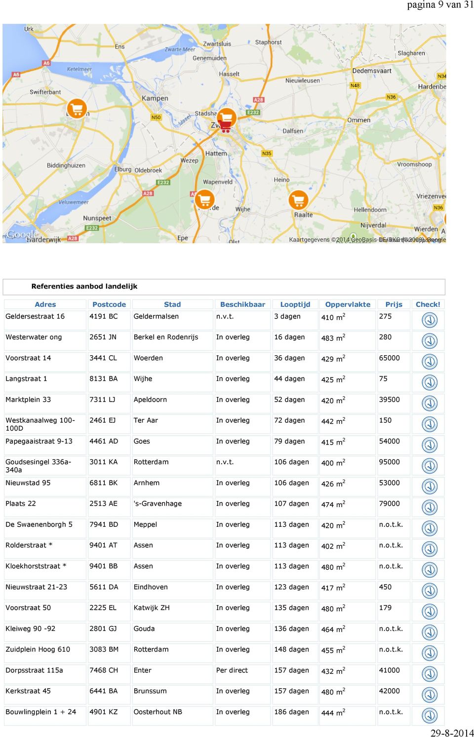 aat 16 4191 BC Geldermalsen n.v.t. 3 dagen 410 m 2 275 Westerwater ong 2651 JN Berkel en Rodenrijs In overleg 16 dagen 483 m 2 280 Voorstraat 14 3441 CL Woerden In overleg 36 dagen 429 m 2 65000