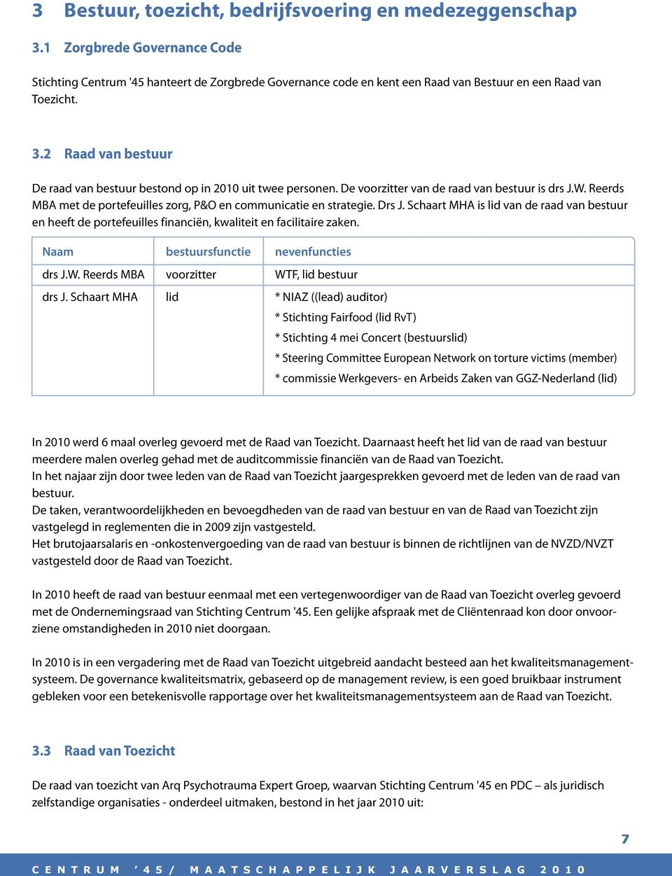 Drs J. Schaart MHA is lid van de raad van bestuur en heeft de portefeuilles financiën, kwaliteit en facilitaire zaken. Naam bestuursfunctie nevenfuncties drs J.W.