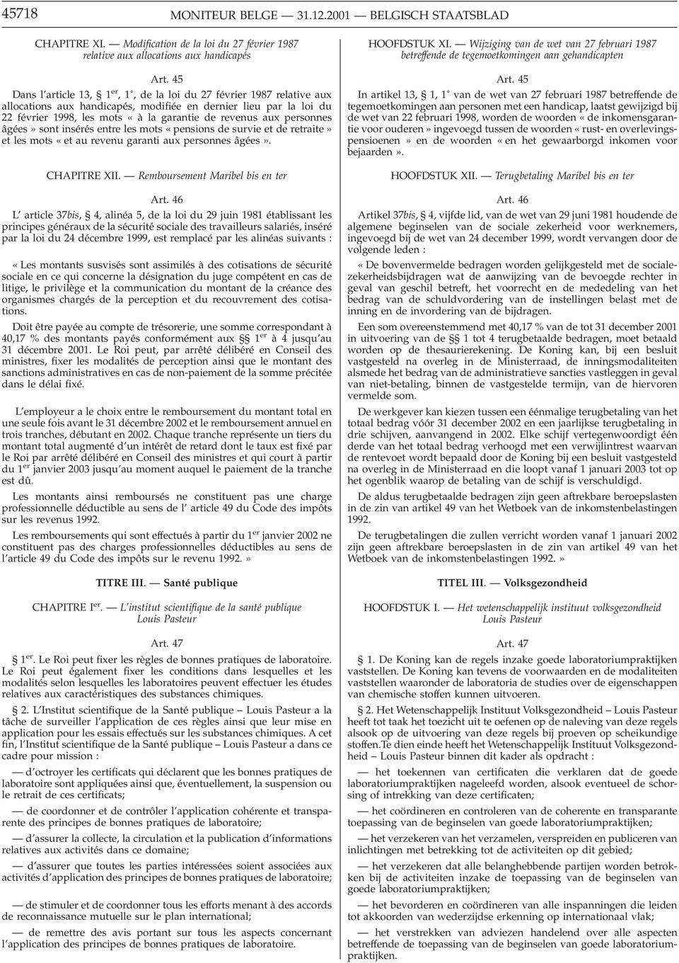 personnes âgées» sont insérés entre les mots «pensions de survie et de retraite» et les mots «et au revenu garanti aux personnes âgées». CHAPITRE XII. Remboursement Maribel bis en ter Art.