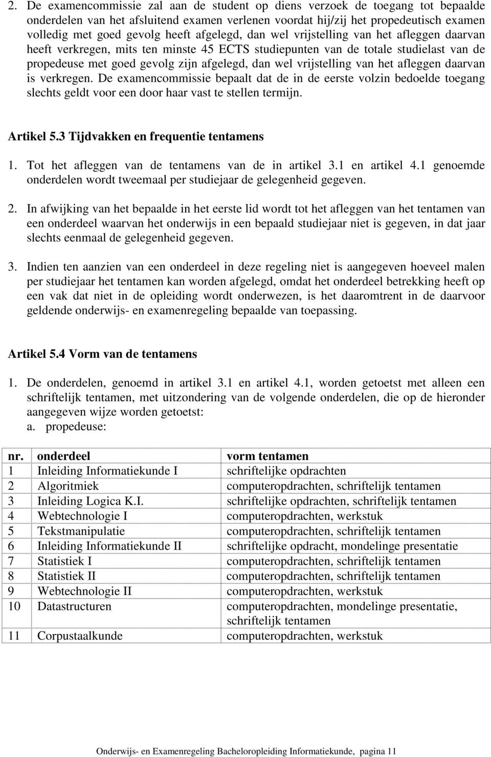 vrijstelling van het afleggen daarvan is verkregen. De examencommissie bepaalt dat de in de eerste volzin bedoelde toegang slechts geldt voor een door haar vast te stellen termijn. Artikel 5.