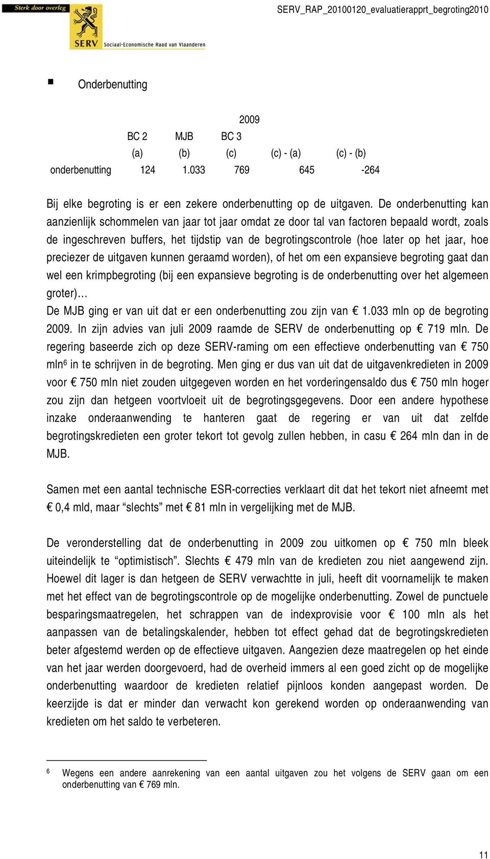 De onderbenutting kan aanzienlijk schommelen van jaar tot jaar omdat ze door tal van factoren bepaald wordt, zoals de ingeschreven buffers, het tijdstip van de begrotingscontrole (hoe later op het