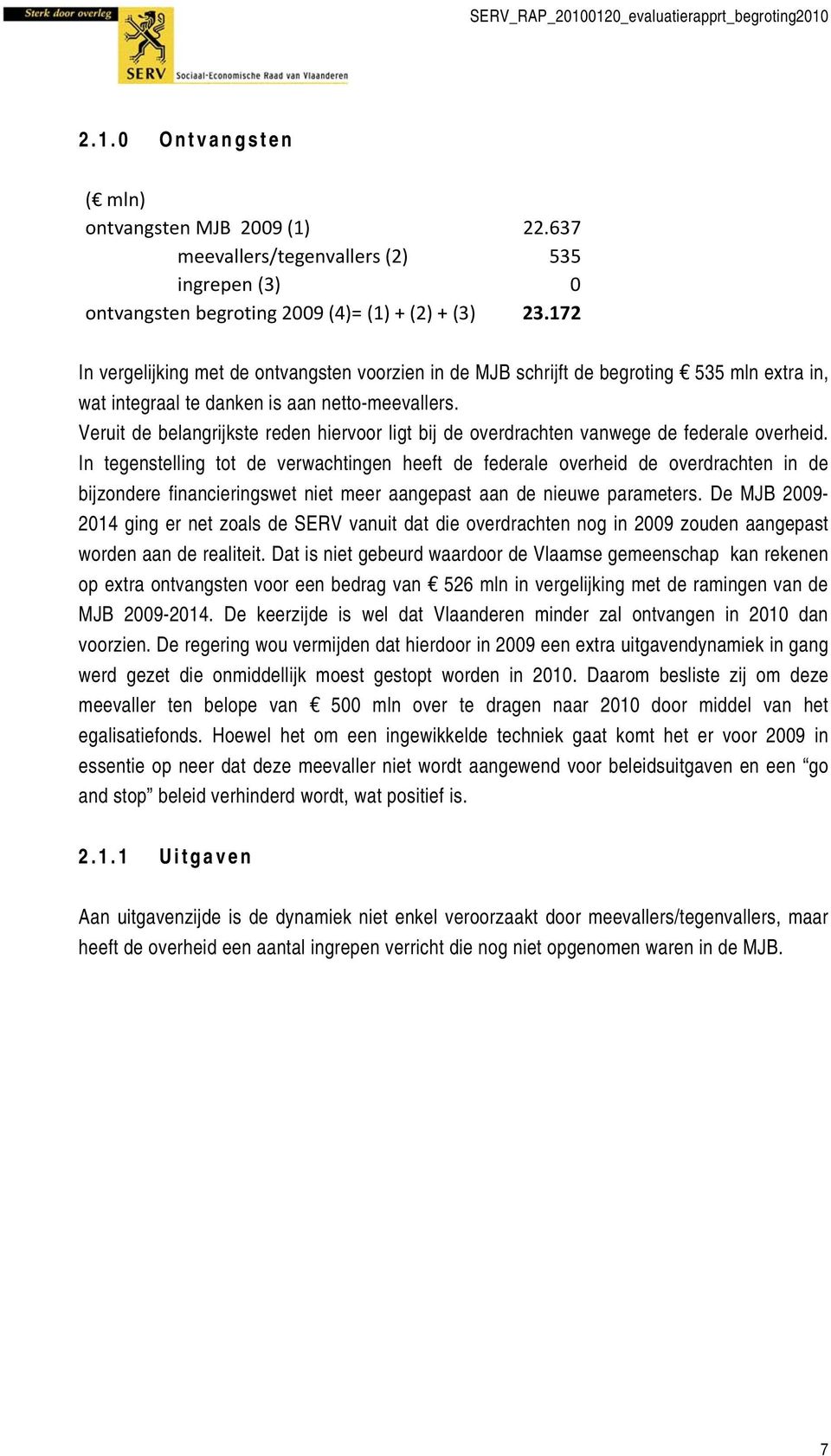 172 In vergelijking met de ontvangsten voorzien in de MJB schrijft de begroting 535 mln extra in, wat integraal te danken is aan netto-meevallers.