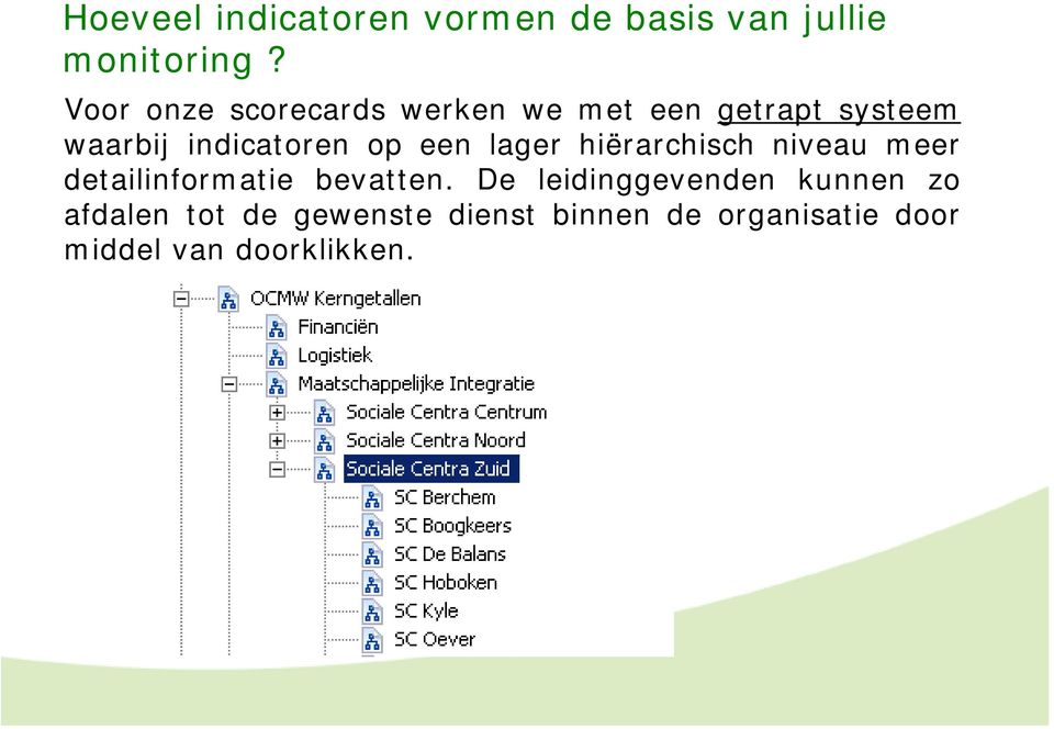 een lager hiërarchisch niveau meer detailinformatie bevatten.