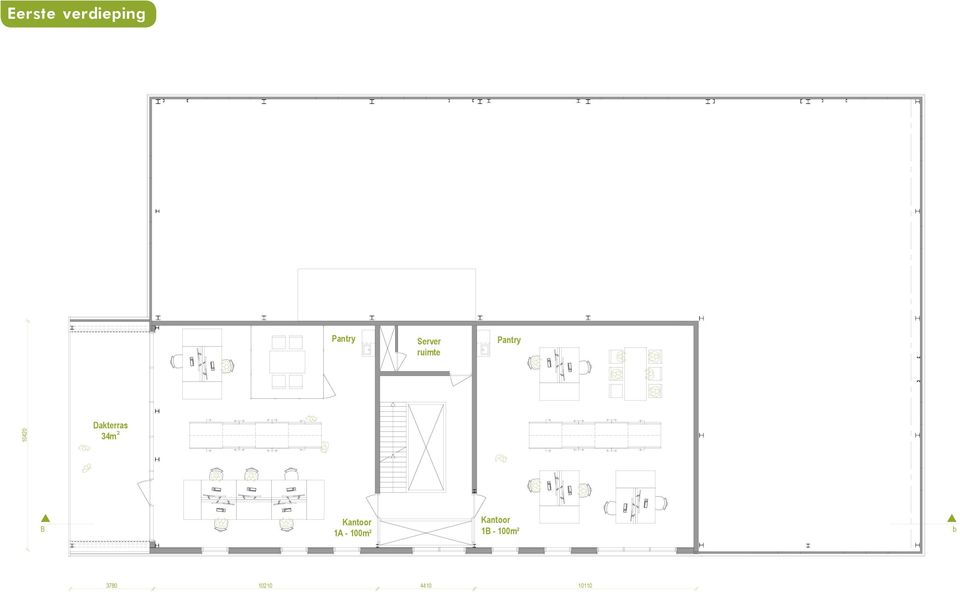 100m² Server ruimte Pantry Kantoor 1B - 100m² PRODUCED