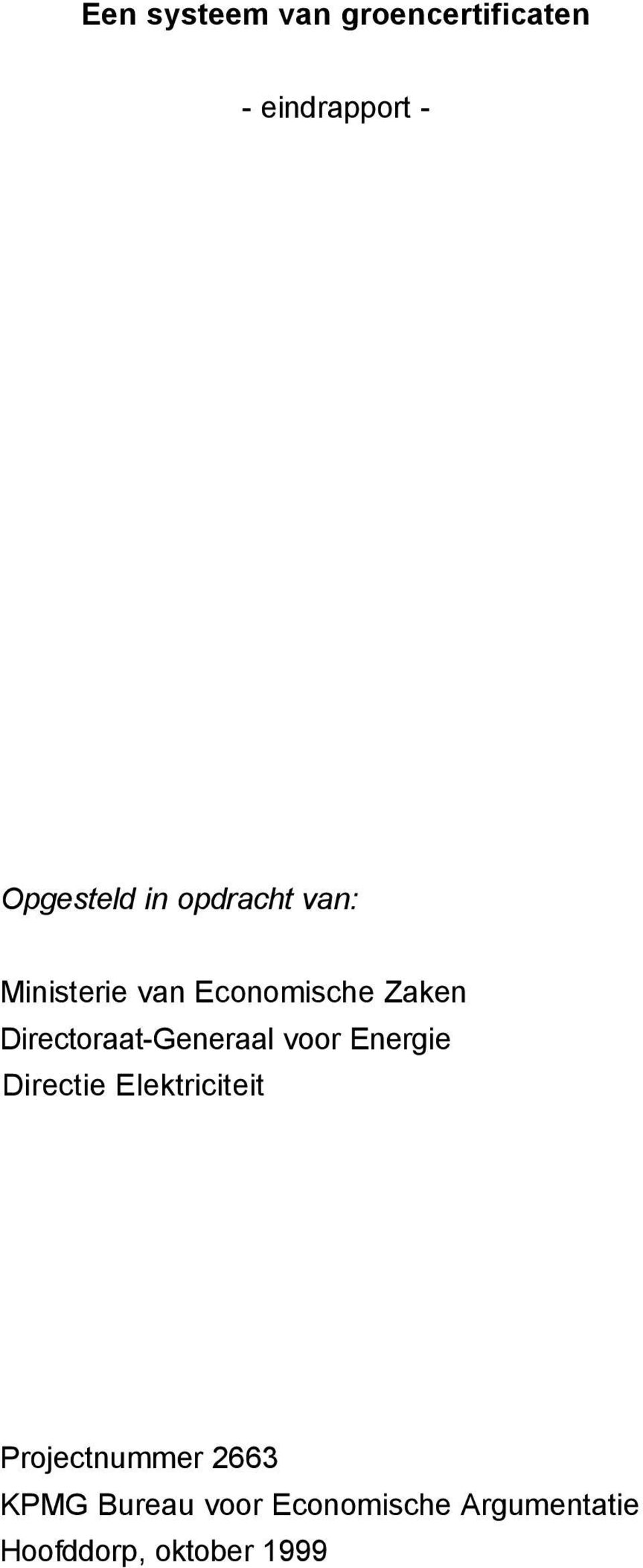 Directoraat-Generaal voor Energie Directie Elektriciteit