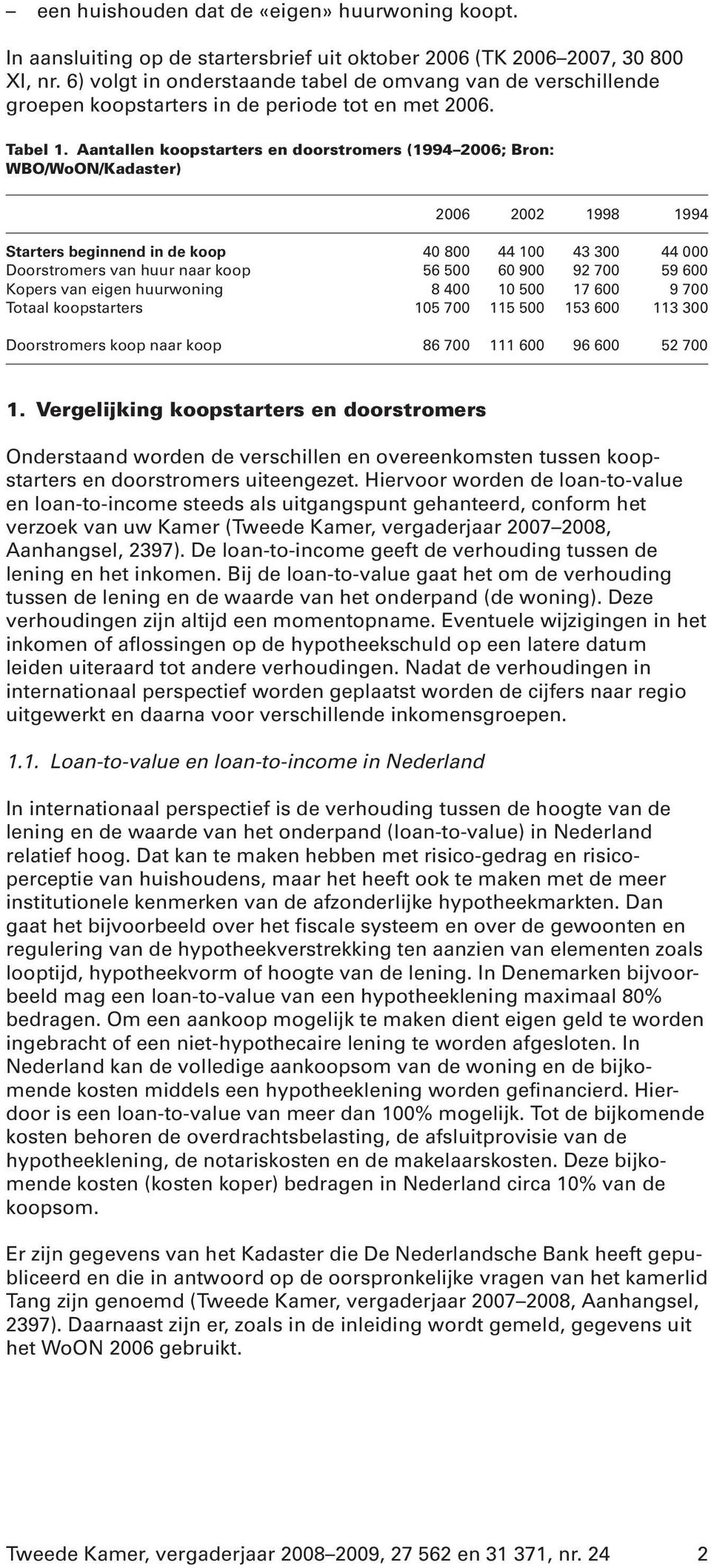 Aantallen koopstarters en doorstromers (1994 2006; Bron: WBO/WoON/Kadaster) 2006 2002 1998 1994 Starters beginnend in de koop 40 800 44 100 43 300 44 000 Doorstromers van huur naar koop 56 500 60 900