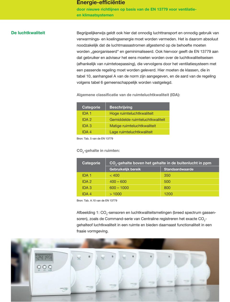 Ook hiervoor geeft de EN 13779 aan dat gebruiker en adviseur het eens moeten worden over de luchtkwaliteitseisen (afhankelijk van ruimtetoepassing), die vervolgens door het ventilatiesysteem met een