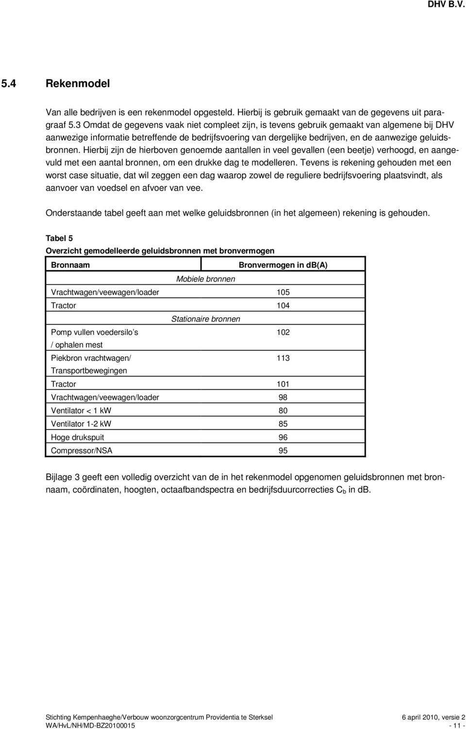 geluidsbronnen. Hierbij zijn de hierboven genoemde aantallen in veel gevallen (een beetje) verhoogd, en aangevuld met een aantal bronnen, om een drukke dag te modelleren.