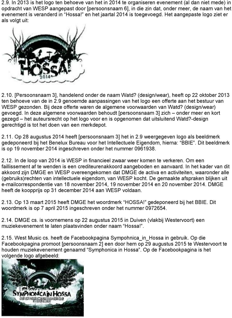 (design/wear), heeft op 22 oktober 2013 ten behoeve van de in 2.9 genoemde aanpassingen van het logo een offerte aan het bestuur van WESP gezonden.