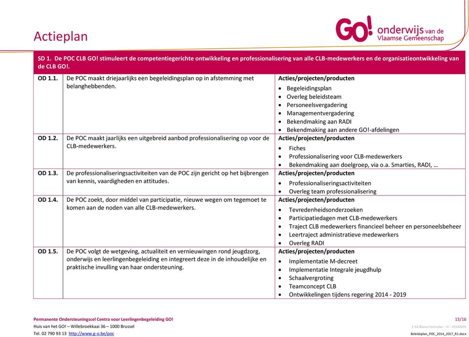 De professionaliseringsactiviteiten van de POC zijn gericht op het bijbrengen van kennis, vaardigheden en attitudes.