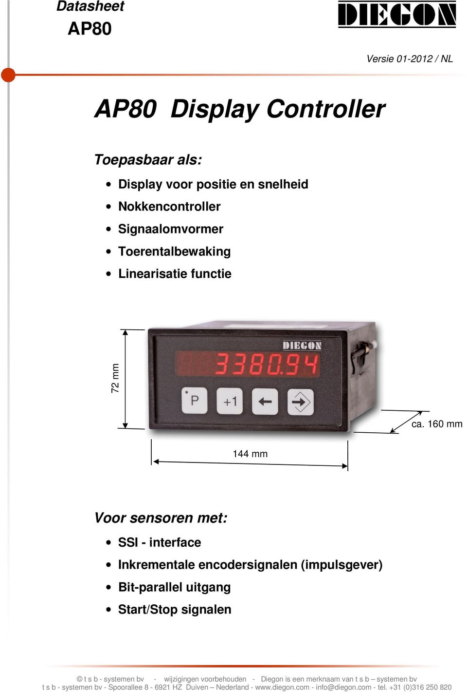 functie 72 mm ca.