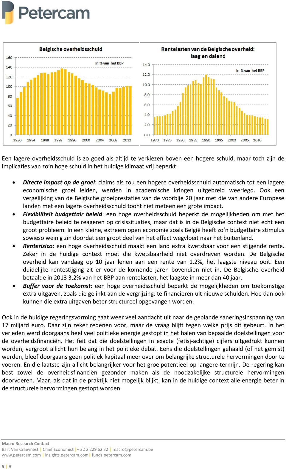 Ook een vergelijking van de Belgische groeiprestaties van de voorbije 20 jaar met die van andere Europese landen met een lagere overheidsschuld toont niet meteen een grote impact.
