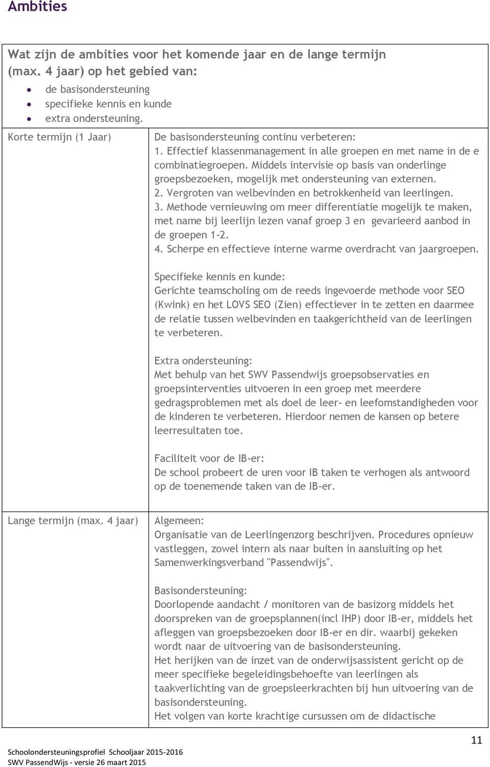 Middels intervisie op basis van onderlinge groepsbezoeken, mogelijk met ondersteuning van externen. 2. Vergroten van welbevinden en betrokkenheid van leerlingen. 3.