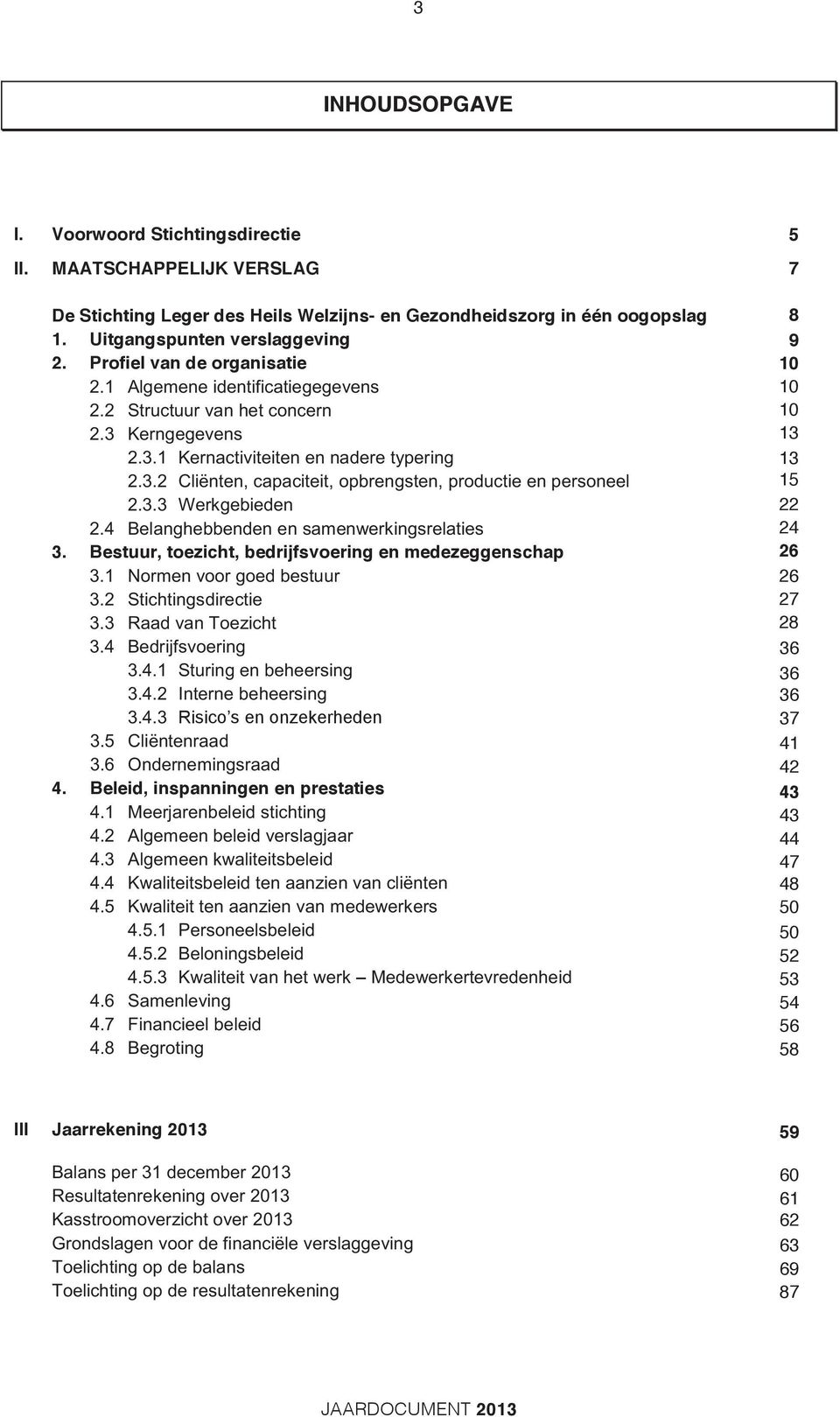 3.3 Werkgebieden 2.4 Belanghebbenden en samenwerkingsrelaties 3. Bestuur, toezicht, bedrijfsvoering en medezeggenschap 3.1 Normen voor goed bestuur 3.2 Stichtingsdirectie 3.3 Raad van Toezicht 3.