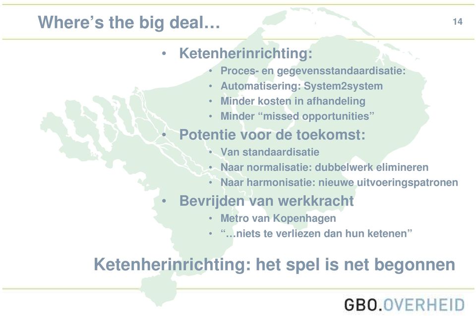 standaardisatie Naar normalisatie: dubbelwerk elimineren Naar harmonisatie: nieuwe uitvoeringspatronen